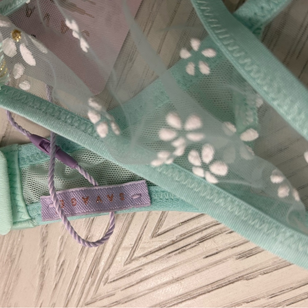 FENTY By RIHANNA Mint Green Floral Lingerie Set - Picture 7 of 10